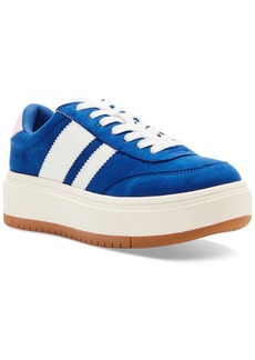 Madden Girl Navida Lace-Up Low-Top Platform Sneakers - Cobalt Blue/White