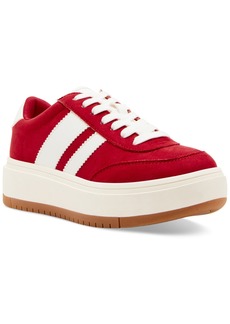 Madden Girl Navida Lace-Up Low-Top Platform Sneakers - Red/White