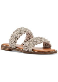 Madden Girl Piaa Braided Embellished Slide Flat Sandals - Crystal Rhinestone