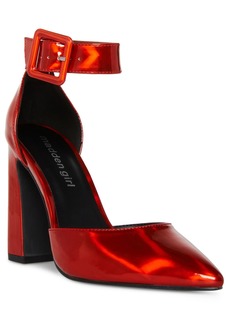 Madden Girl Slay Ankle-Strap Pointed-Toe Two-Piece Pumps - Red Irridescent Patent