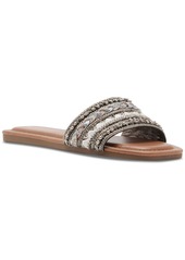 Madden Girl Thread Beaded Square-Toe Slide Flat Sandals - Blush Multi