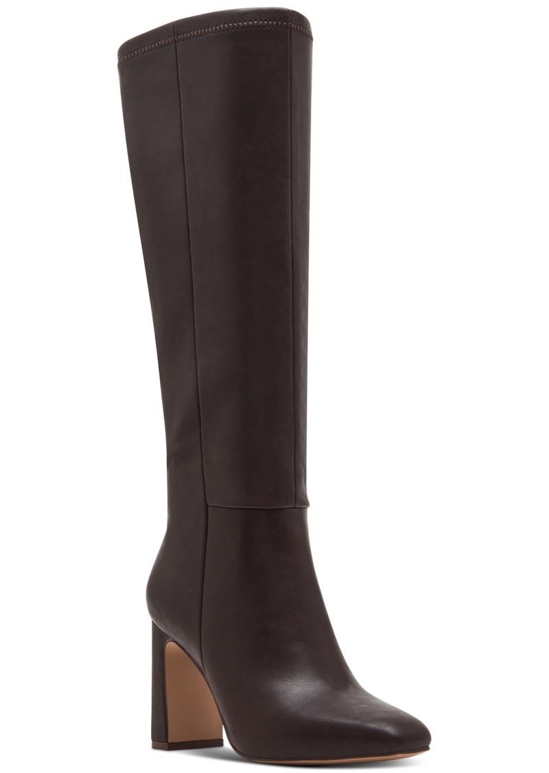 Madden Girl Wisee Wide-Calf Block-Heel Knee-High Dress Boots - Dark Chocolate Smooth