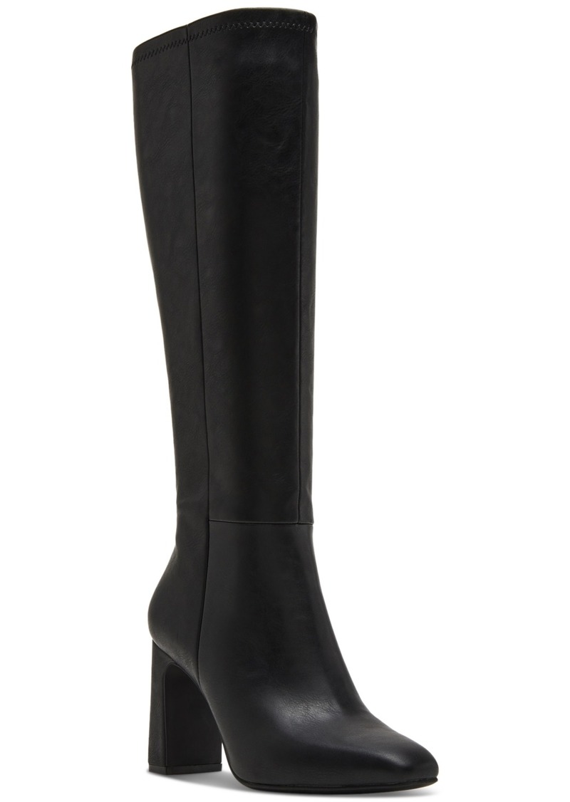 Madden Girl Wisee Wide-Calf Block-Heel Knee-High Dress Boots - Black Smooth