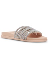 Madden Girl Xana Rhinestone Strappy Footbed Slide Sandals - Blush Multi Rhinestone
