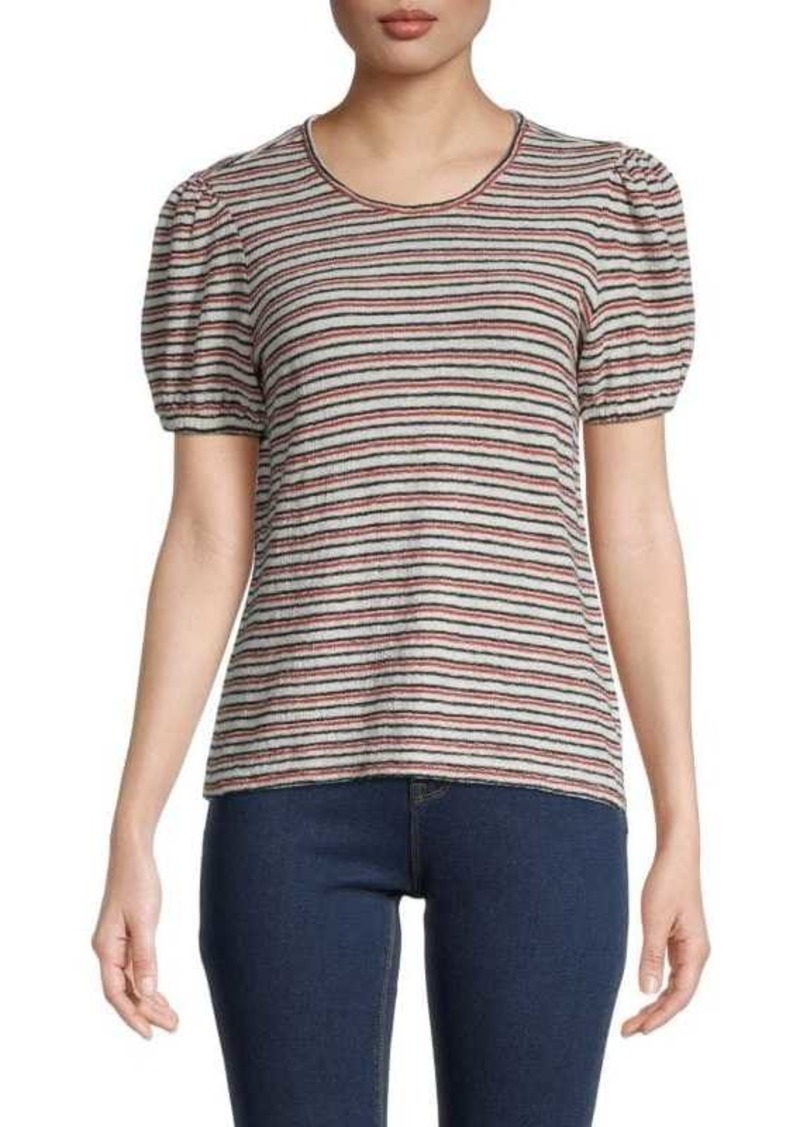 Madewell Acacia Striped Puff-Sleeve Top