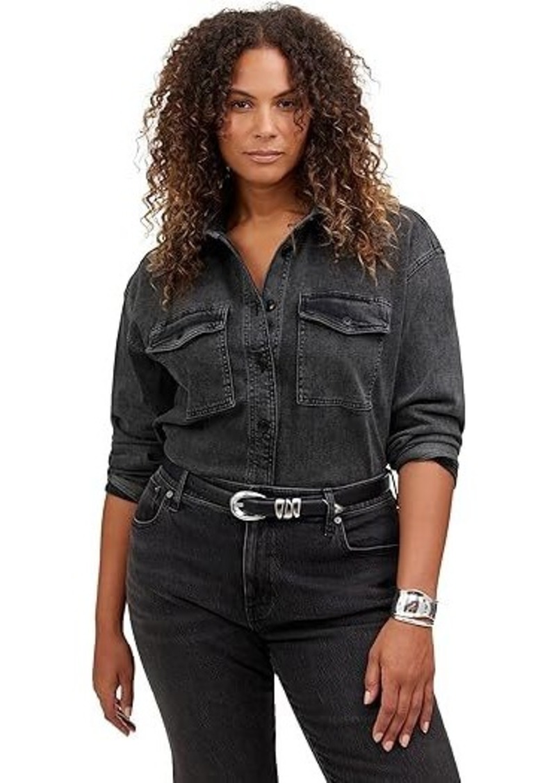 Madewell Black Mushy Long Sleeve Shirt in Chamber Wash