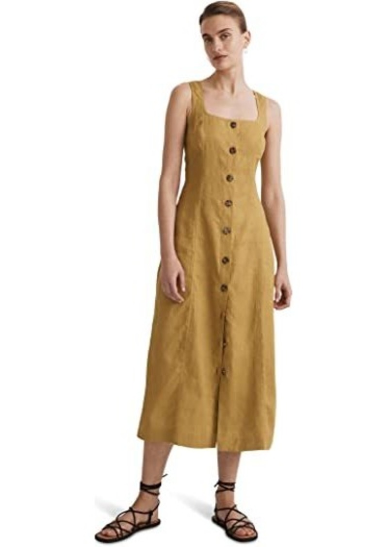 Madewell Button-Front Midi Dress in 100% Linen