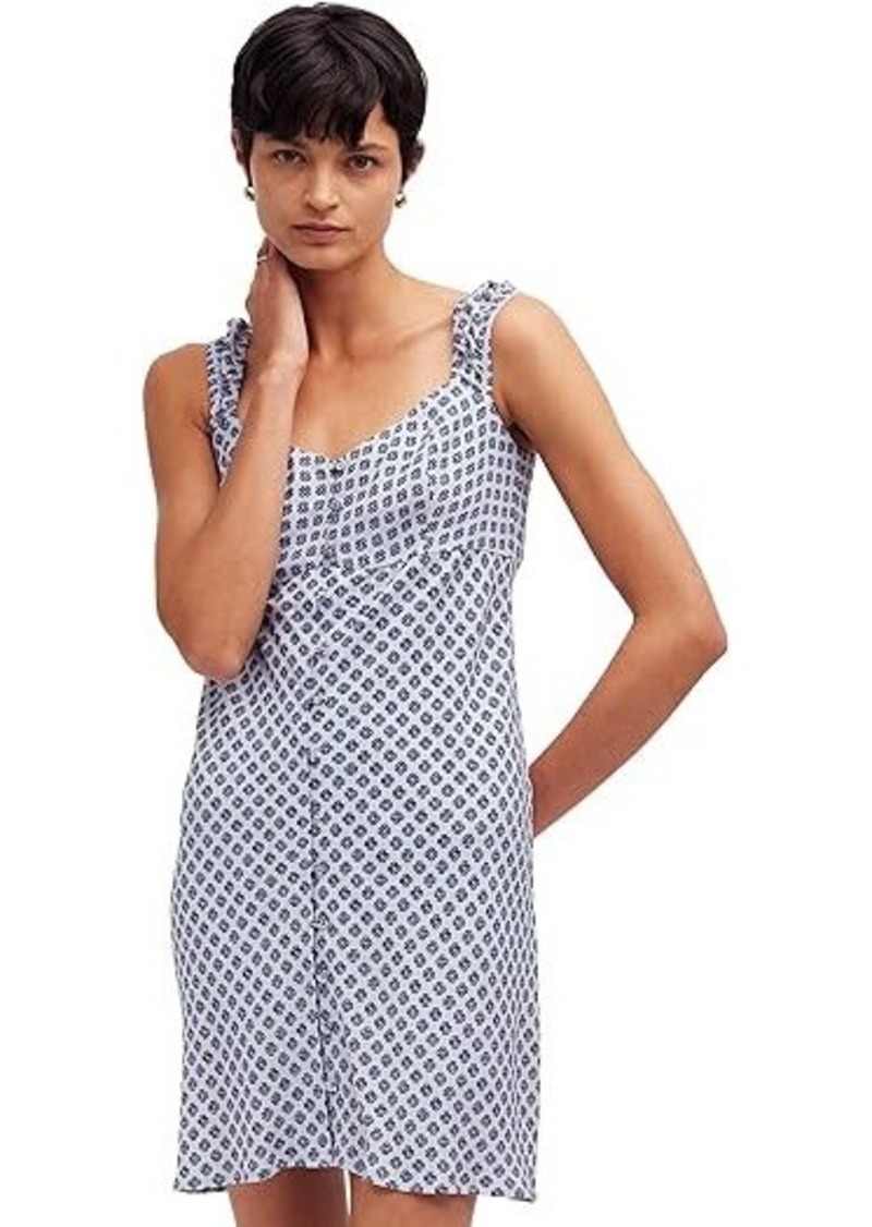 Madewell Cap-Sleeve Button-Front Mini Dress in Geometric Print