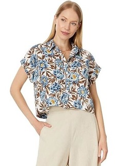 Madewell Crop Dolman Shirt in Floral 100% Linen