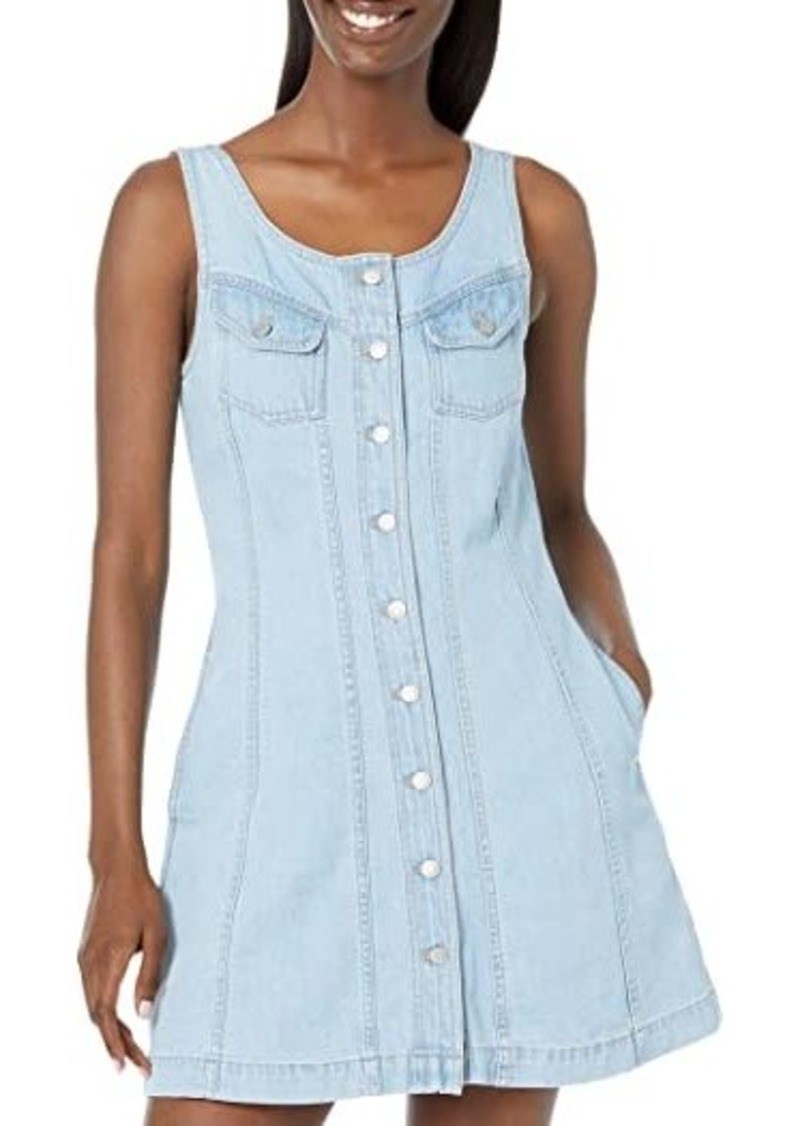 Madewell Denim Sleeveless Seamed Mini Dress in Palomilla Wash