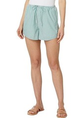 Madewell Drawstring High-Rise Mid-Length Shorts in Crinkle Poplin