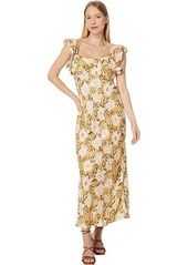 Madewell Flutter-Sleeve Slip Maxi Dress in Floral Cupro-Blend