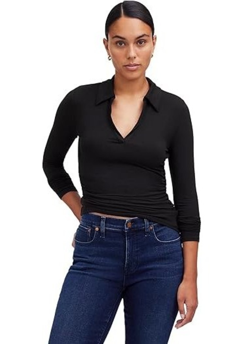 Madewell Long Sleeve Polo Side Cinch Top