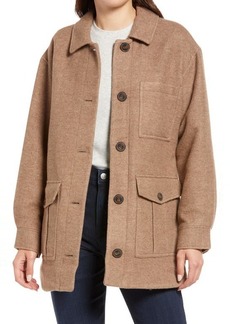 Madewell Belrose Recycled Wool Blend Shirt Jacket in Faded Birch Melange at Nordstrom