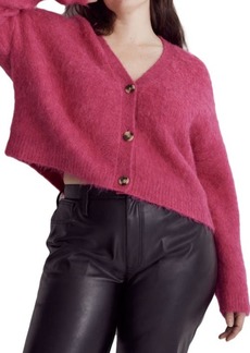 Madewell Brushed Crop Cardigan Sweater in Heather Fuschia at Nordstrom