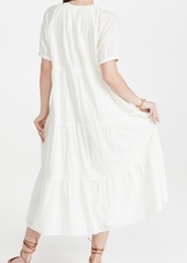 Madewell Bubble Sleeve Tiered Midi Dress