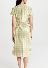 Madewell Button Wrap Midi Dress In Gingham Check