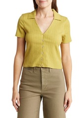 Madewell Crinkled Y-Neck Button-Up Shirt