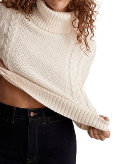 Madewell Crockett Cable Turtleneck Sweater in Antique Cream at Nordstrom