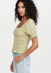 Madewell Lucie Puff-Sleeve Smocked Bodice Top