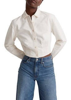 Madewell Denim Pleated Crop Button-Up Shirt