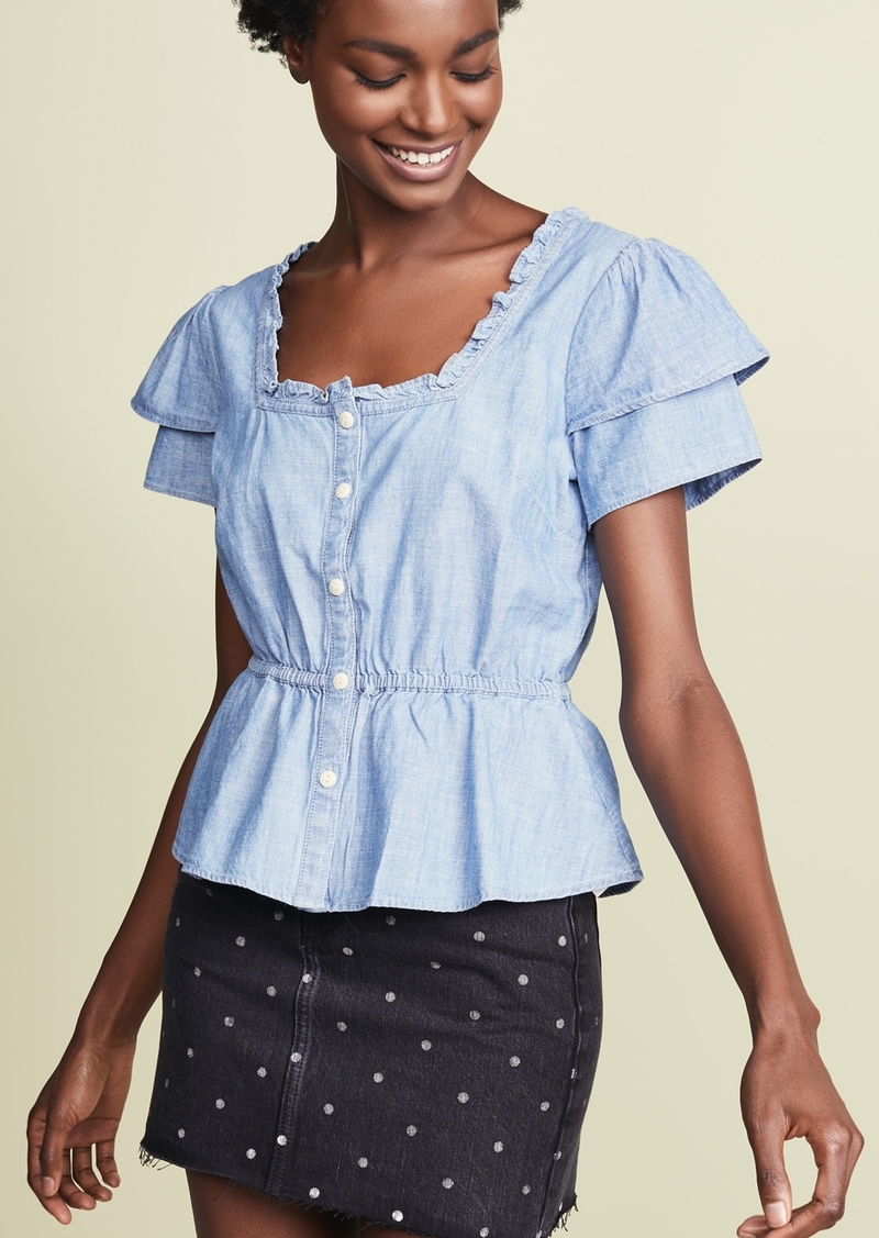 madewell denim ruffle dress