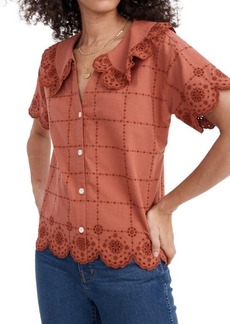 Madewell Embroidered Cotton Eyelet Button-Up Shirt in Weathered Brick at Nordstrom