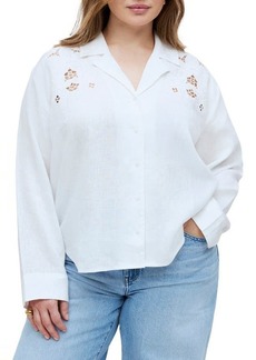 Madewell Eyelet Inset Linen Button-Up Shirt