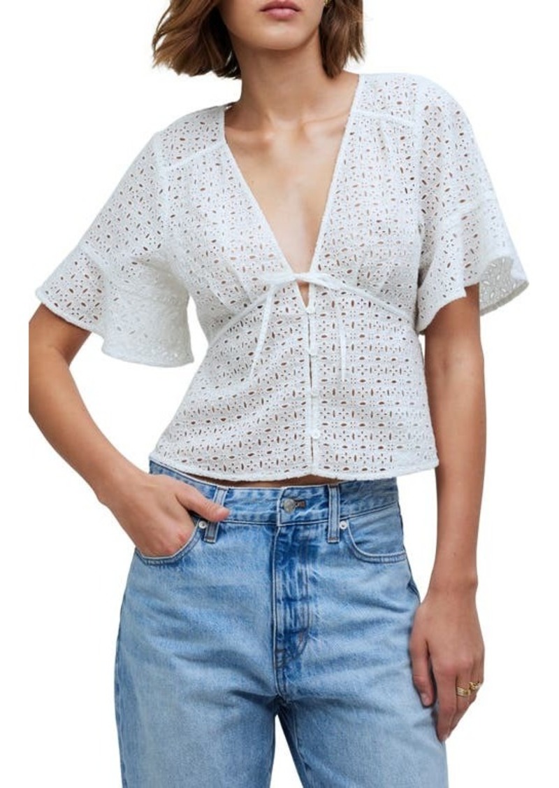 Madewell Eyelet Tie Front Top