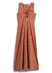 Madewell Floral Twist Front Poplin Midi Dress