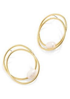 Madewell Front Facing Freshwater Pearl Double Hoop Earrings at Nordstrom