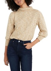 Madewell Gathered Sleeve Mock Neck Top in Heather Cumin at Nordstrom