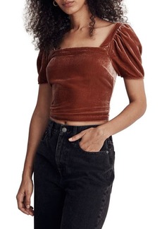 Madewell Hopewell Puff Sleeve Crop Top in Ground Clove at Nordstrom