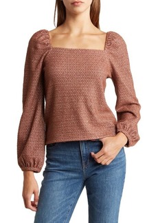 Madewell Jacquard Puff Sleeve Button Front Crop Top