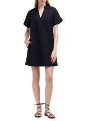 Madewell Johnny Collar V-Neck Linen Minidress