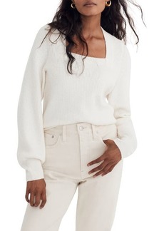Madewell Melwood Square Neck Coziest Yarn Pullover Sweater in Antique Cream at Nordstrom
