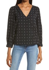 Madewell Kinston Textured Dobby Side Button Wrap Top