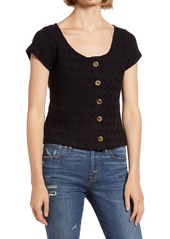 Madewell Knit Pointelle Button Front Scoop T-Shirt
