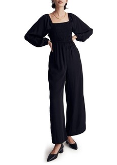 Madewell Lucie Star Jacquard Tie Back Long Sleeve Jumpsuit