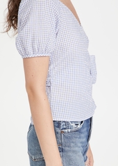 Madewell Lucy Wrap Top in Textured Gingham