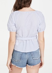 Madewell Lucy Wrap Top in Textured Gingham