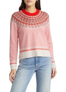Madewell Mayer Fair Isle Merino Wool Blend Sweater in Heather Blossom at Nordstrom