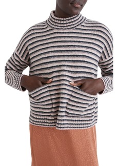 Madewell Merrydale Stripe Pocket Merino Wool Blend Pullover Sweater in Donegal Rose at Nordstrom
