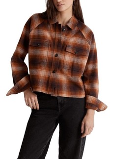 Madewell Plaid Flannel Crop Shirt Jacket in Saddle Brown at Nordstrom