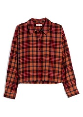 Madewell Plaid Flannel Long Sleeve Crop Shirt