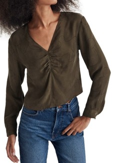 Madewell Print Brushed Ruched Front Top