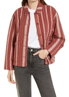 Madewell Quilted Lightspun Crop Shirt Jacket in Weathered Brick at Nordstrom