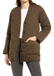 Madewell Quilted Long Cardigan in Heather Forest at Nordstrom