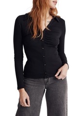 Madewell Ruched Polo Cardigan