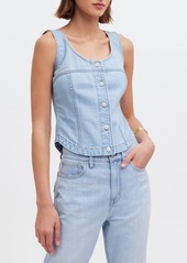 Madewell Sleeveless Denim Button Front Top